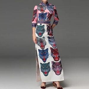 Tiger Print Beaded Gown Medium